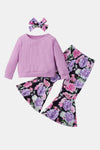 Baby Girls' Top and Floral Bell Bottoms Pants Set