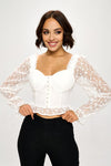 Lace Corset Flounce Sleeve Cropped Top