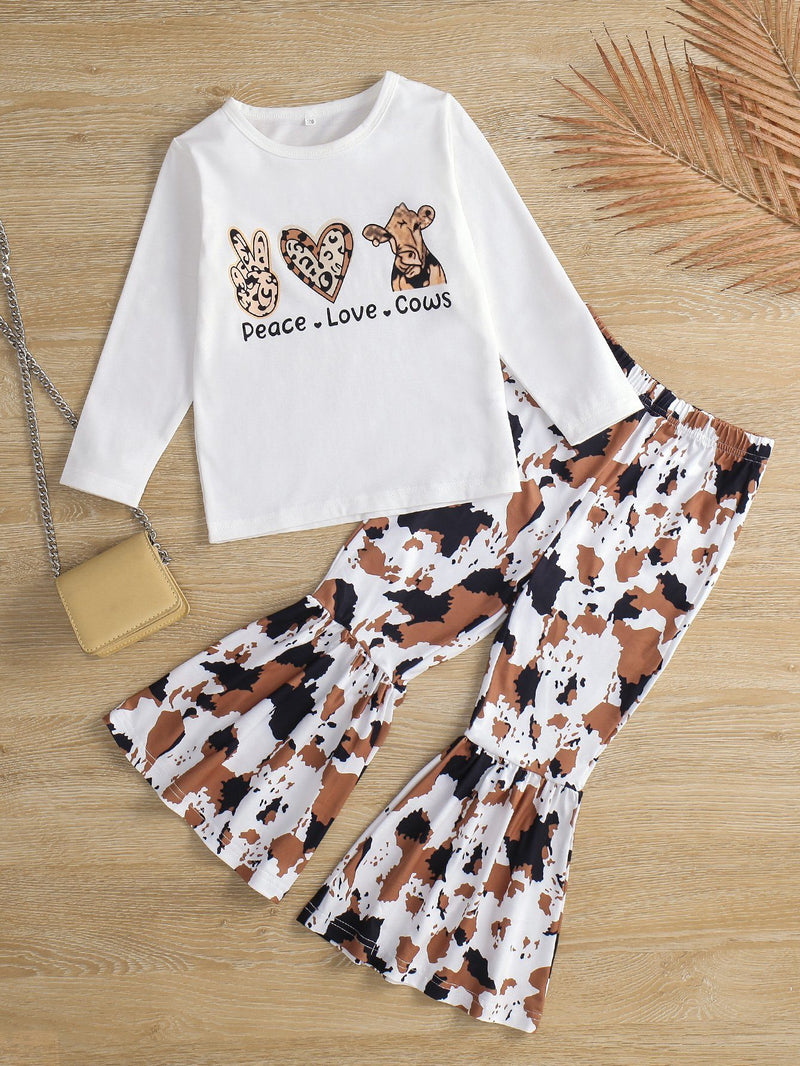 Girls Graphic T-Shirt and Floral Pants Set
